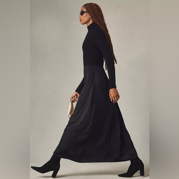 Anthropologie Black Thea Long-Sleeve Twofer Maxi Dress - Picture 9 of 12